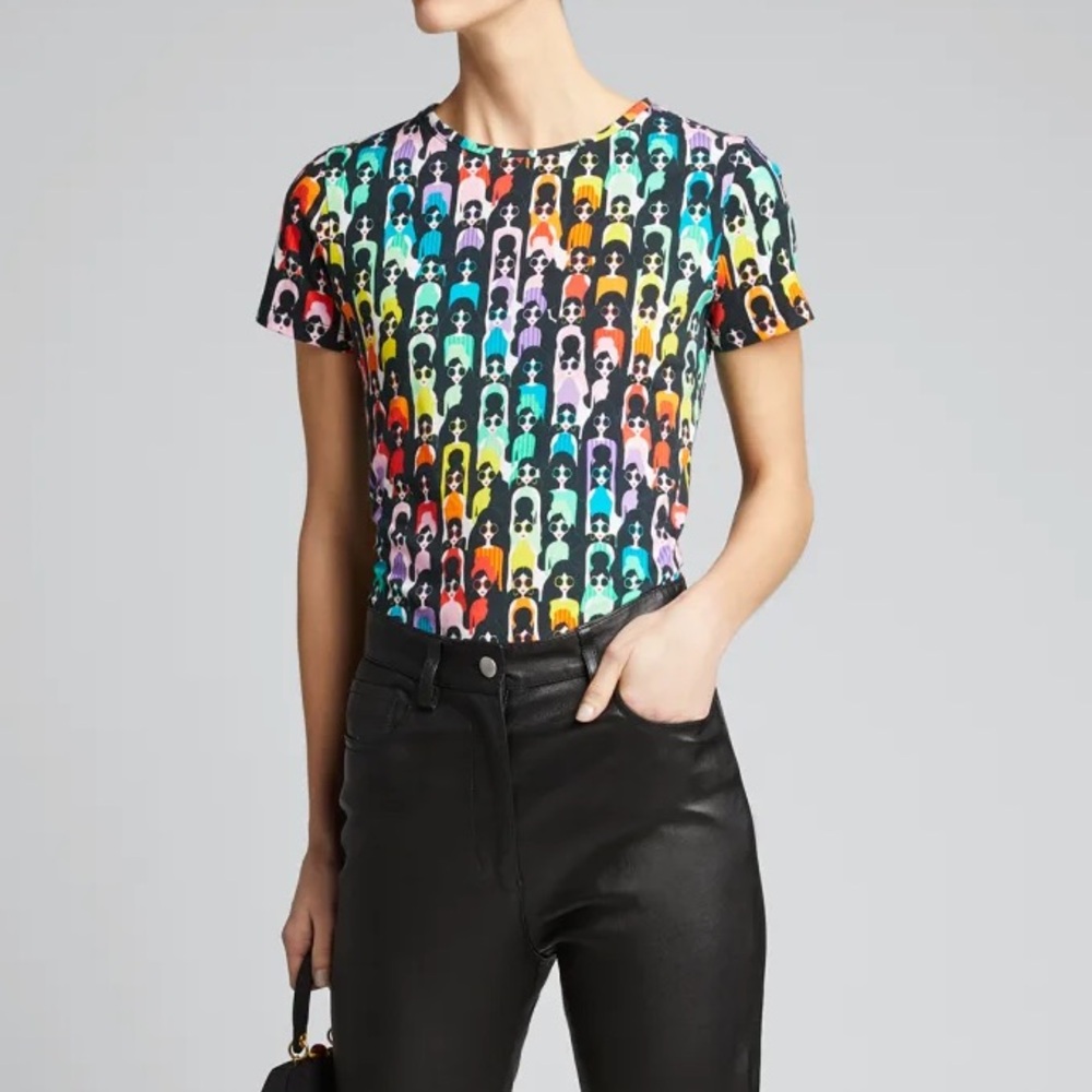 Alice & Olivia Rylyn Rainbow StaceFace T-Shirt